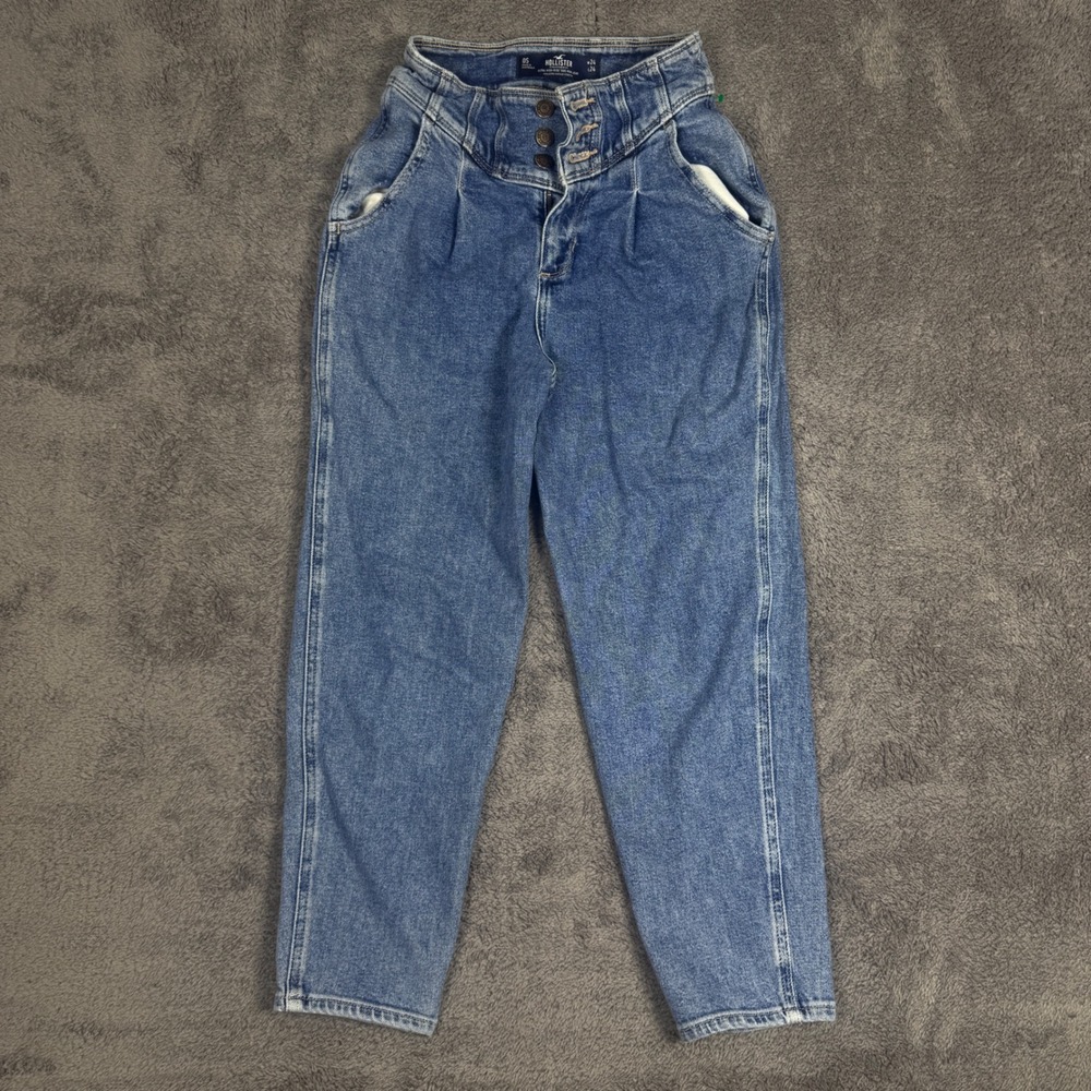 Hollister Ultra High-Rise leated Tapered Denim Size 0S W24 L24